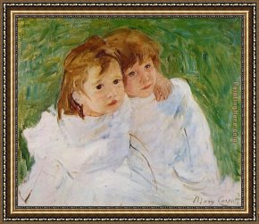 Mary Framed Paintings - The Sisters 1885 by Mary Cassatt