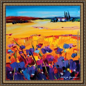 Cattle in a Pasture Framed Paintings - Quiet of the Pasture by Maya Green