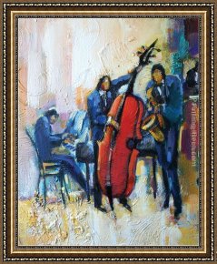 Guitar And Music Pape Framed Paintings - The Passion of Music by Maya Green
