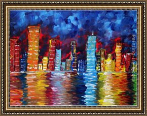 Night Framed Paintings - City Nights by Megan Aroon Duncanson