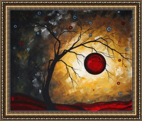 Tavern of The Crescent Moon Framed Paintings - Red Moon by Megan Aroon Duncanson