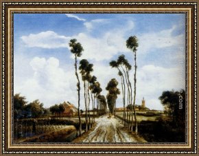 Meindert Framed Paintings - The Road To Middelharnis by Meindert Hobbema