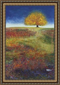 Fish Magic Framed Paintings - Dreaming Tree in the Field of Magic by Melissa Graves-Brown