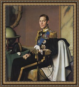 The King And The Beggar-maid Framed Paintings - King George VI as Duke of York by Meredith Frampton