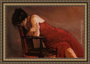 The Era of The Red Guards Framed Paintings - Red Dress by Michael Austin