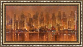 Michael Sowa Pig Framed Paintings - City Lights by Michael Longo