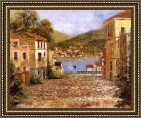 Street Framed Paintings - Cobble Street by Michael Longo