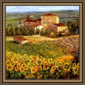 Longo Framed Paintings - Provencal Village III by Michael Longo