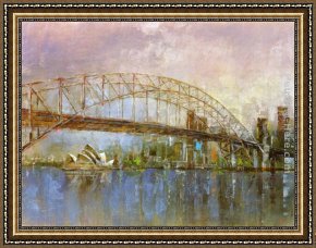 Michael Sowa Pig Framed Paintings - Sydney Harbour by Michael Longo