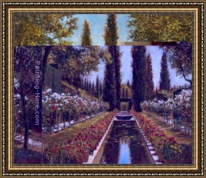 Michael Sowa Pig Framed Paintings - Tuscan Garden by Michael Longo