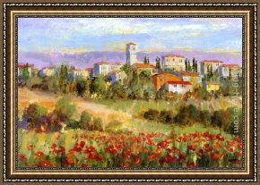 Michael Sowa Pig Framed Paintings - Tuscan Spring I by Michael Longo