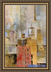 Longo Framed Paintings - Water Tower I by Michael Longo