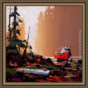 Michael O'toole Framed Paintings - A Beach, A Boat, A Trick of Light by Michael O'Toole