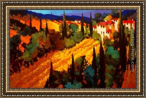 Field I Framed Paintings - Golden Fields of Tuscany by Michael O'Toole
