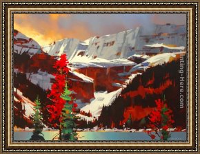 Michael O'toole Framed Paintings - Lake Louise Sunset by Michael O'Toole