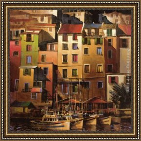 A Mediterranean Courtyard Framed Paintings - Mediterranean Gold by Michael O'Toole