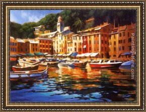 Michael O'toole Framed Paintings - Portofino Colors by Michael O'Toole