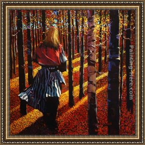 Michael O'toole Framed Paintings - She Walks Among the Black Poplars by Michael O'Toole