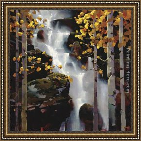 Waterfall Framed Paintings - Waterfall by Michael O'Toole