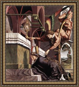 St Wolfgang Altarpiece Resurrection of Lazar Framed Paintings - Altarpiece of the Church Fathers Vision of St Sigisbert by Michael Pacher