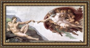 Julius Adam Framed Paintings - Creation of Adam by Michelangelo Buonarroti