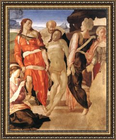 Entombment Framed Paintings - Entombment by Michelangelo Buonarroti