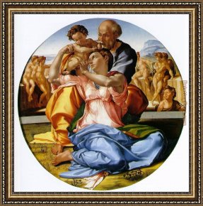 The Goat Amalthea with The Infant Jupiter And a Faun Framed Paintings - The Holy Family with the Infant John the Baptist by Michelangelo Buonarroti