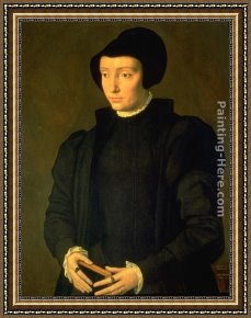 Coxcie Framed Paintings - Christina of Denmark by Michiel van Coxcie