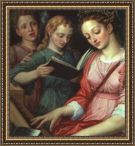 Saint Cecilia Framed Paintings - Saint Cecilia by Michiel van Coxcie