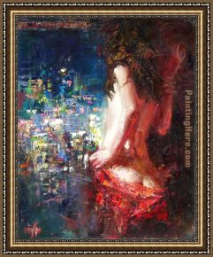 Girl at Piano Framed Paintings - Girl In The City by Misti Pavlov