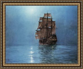 Tavern of The Crescent Moon Framed Paintings - Crescent Moon by Montague Dawson