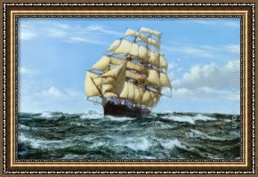 A Rough Journey Home Framed Paintings - Racing Home, The Cutty Sark by Montague Dawson