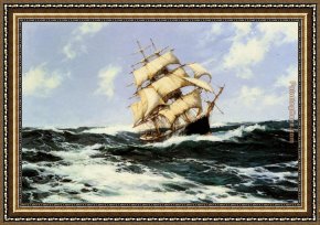 Open Framed Paintings - The Pacific Combers on the Open Seas by Montague Dawson