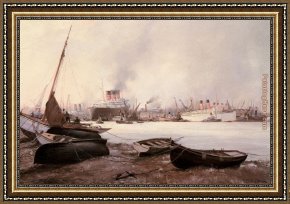 Caterina Cornaro, Queen of Cyprus Framed Paintings - The Queen Mary at Southampton by Montague Dawson