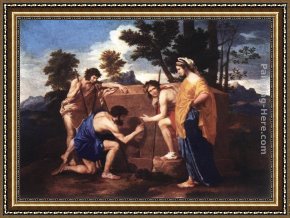 Nicolas Framed Paintings - 'Et in Arcadia Ego' by Nicolas Poussin