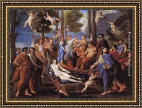 Apollo Framed Paintings - Apollo and the Muses by Nicolas Poussin