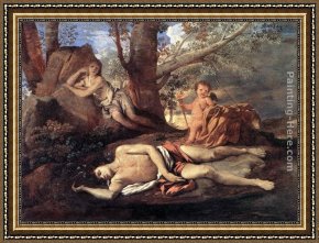 Nicolas Framed Paintings - Echo and Narcissus by Nicolas Poussin