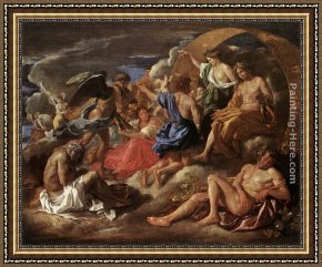 Nicolas Framed Paintings - Helios and Phaeton with Saturn and the Four Seasons by Nicolas Poussin