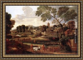 Nicolas Framed Paintings - Landscape with the Funeral of Phocion by Nicolas Poussin