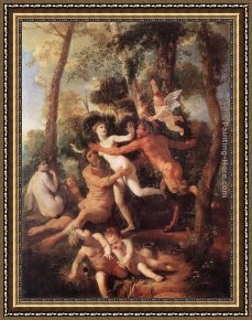 Nicolas Framed Paintings - Pan and Syrinx by Nicolas Poussin