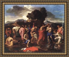 Nicolas Framed Paintings - Sacrament of Baptism by Nicolas Poussin