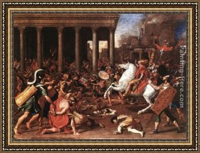 Nicolas Framed Paintings - The destruction of the Temple at Jerusalem by Nicolas Poussin