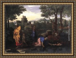 Moses Framed Paintings - The Exposition of Moses by Nicolas Poussin