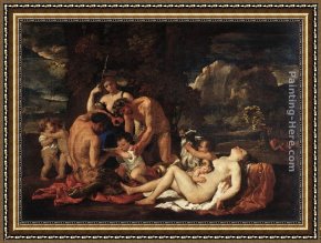 Bacchus And Ariadne Framed Paintings - The Nurture of Bacchus by Nicolas Poussin