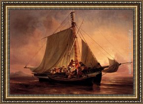 Niels Simonsen Framed Paintings - Arab Pirate Attack by Niels Simonsen
