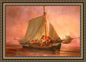 Niels Simonsen Framed Paintings - The Pirates' Attack by Niels Simonsen