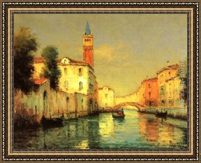 A Venetian Balcony Framed Paintings - On a venetian Canal by Noel Bouvard