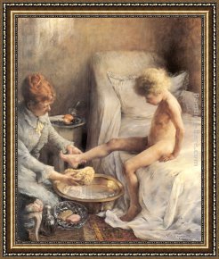Toilette Framed Paintings - La Toilette de Jean Guerard by Norbert Goeneutte
