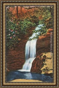 North Star Framed Paintings - Bridal Veil Falls, Linville, North Carolina by Norman Parkinson