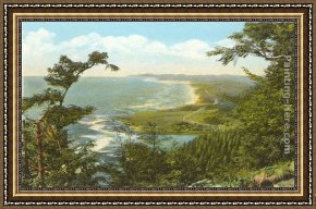 Out on The Town Framed Paintings - Coastal Towns, Oregon Coast Highway by Norman Parkinson